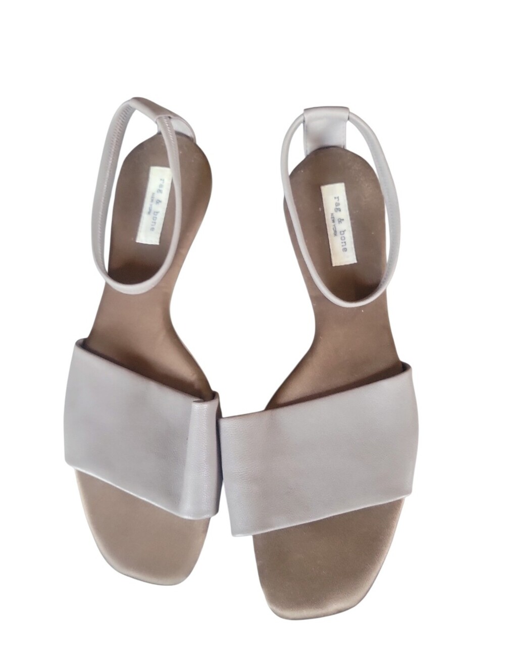 Rag & Bone Pale Gray Leather Single-Band Cushioned Sandals Sz 39.5